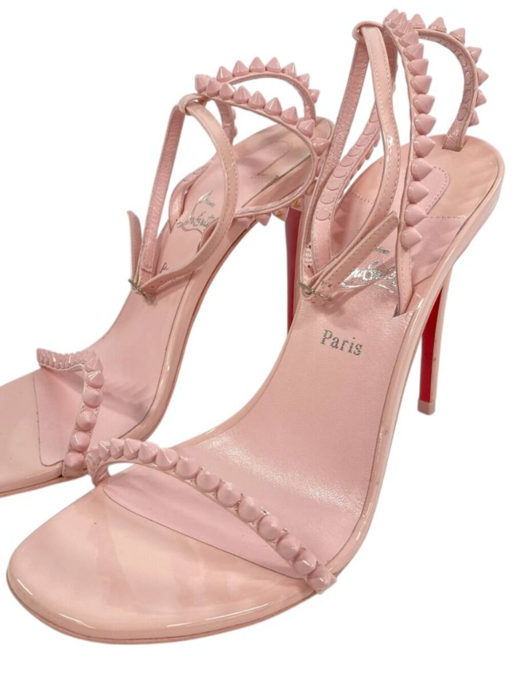Christian Louboutin So Me Spike 100 Pink Studded Heels Size 35